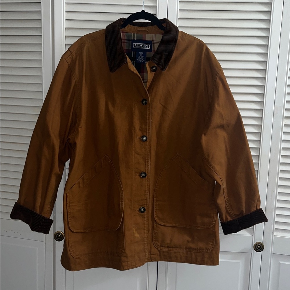 Land’s’ End women’s plus size barn chore jacket coat corduroy collar/cuffs